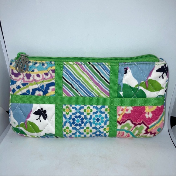 3 Vera Bradley eyeglass case blue pink orange Zipper bag green patches cotton - Picture 4 of 13